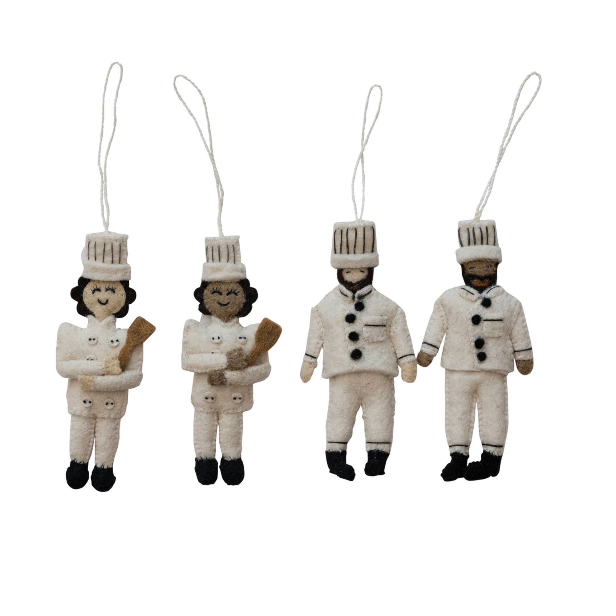 Hello Honey® Handmade Wool Felt Chef Ornaments Set